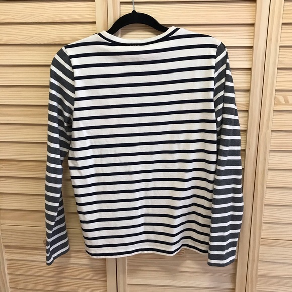 J‎ Crew long sleeve shirt with a heart ❤️ Nautical navy, grey, cream size M - Picture 5 of 6